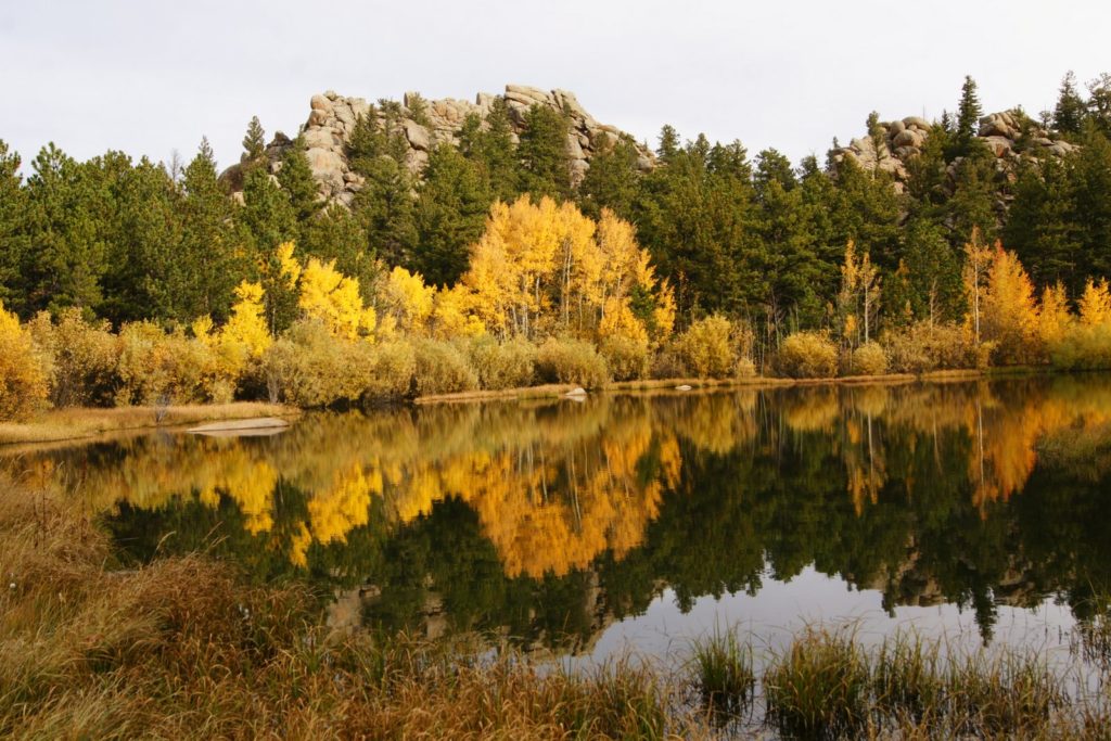 Fall color and lakeside beauty in the mountains of Northern Colorado